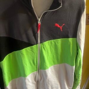 Puma Colorblock Zip-Up Jacket in Black, Lime & White mens xl